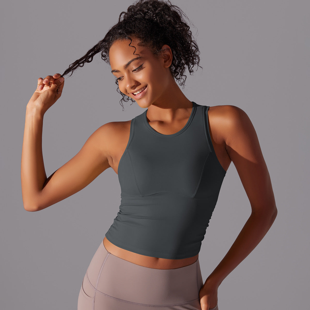 Women's Long High Elastic Sports Vest With Chest Pad