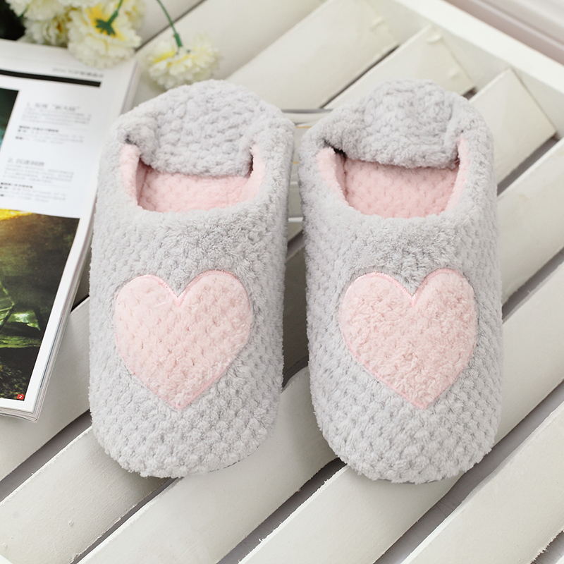 Autumn And Winter For Girlfriends Super Soft Stars Heart Indoor Home Cotton Slippers Soft Bottom Mute Home Slippers