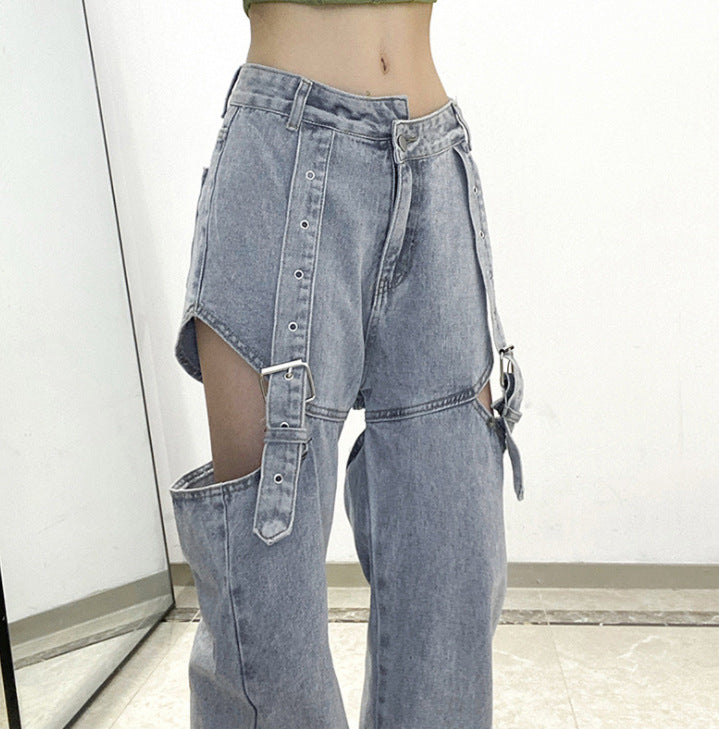 Loose-fitting Casual Denim Wide-leg Pants