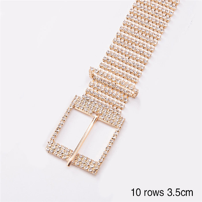 Women's Shiny Alloy Belt With Rhinestones