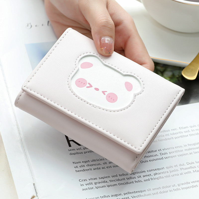 Women's Short Snap On Three Fold PU Card Bag