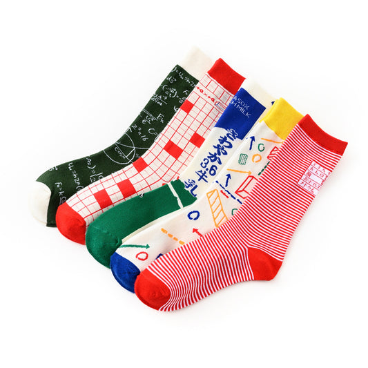 Tide Socks Male Textbook Series Outstanding Student Harajuku Graffiti
