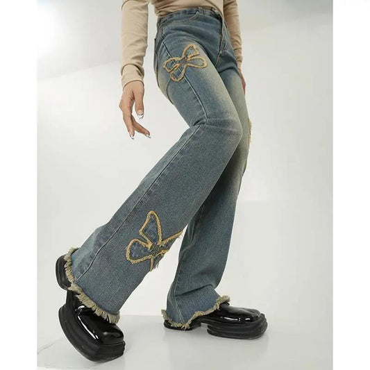 High-waisted Straight Tube Thin And Wide-legged Trendy Style