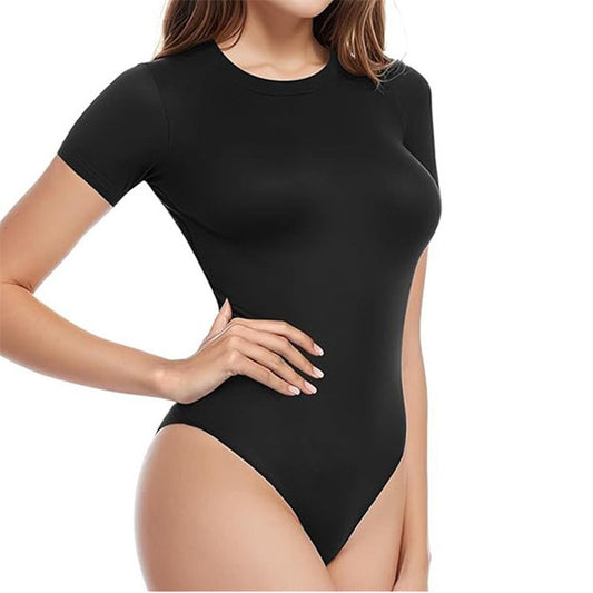 Open Crotch Breasted T-shaped Round Neck Short Sleeve Tight One-piece Corset