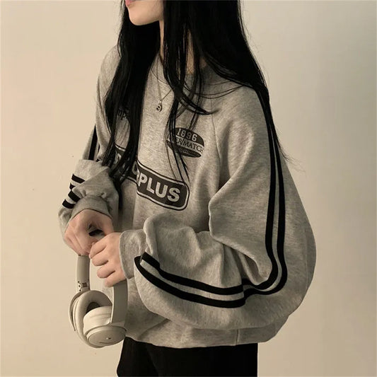 Sort doven chic koreansk stil striktrøje med rund hals