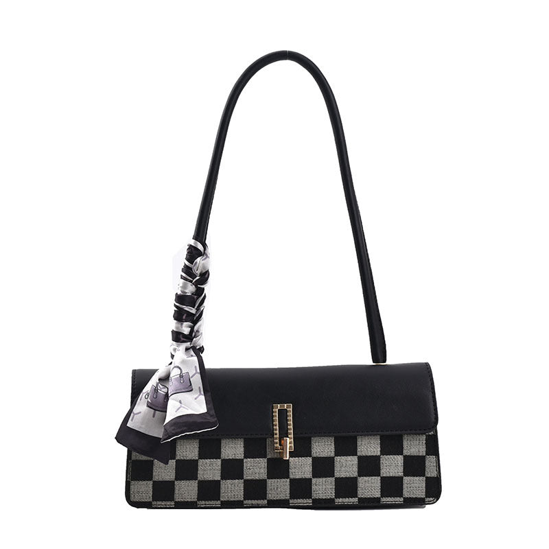 Check Color Contrast Personality Western Style Shoulder Bag