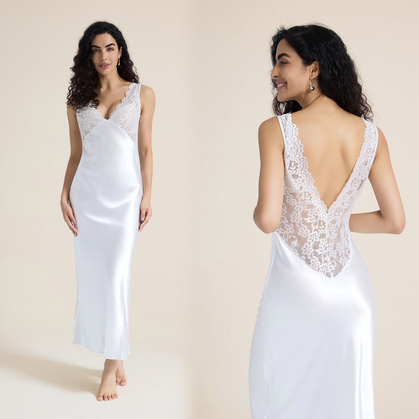 Womens European And American-style Sexy Lace-trimmed Slip Bodycon Dress