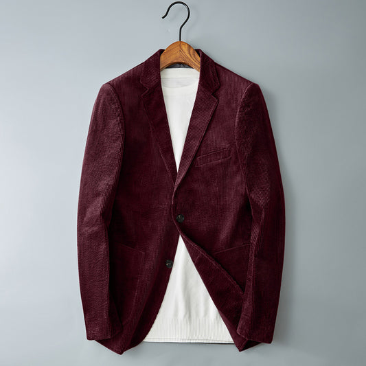 Men's Corduroy Suit Thick Bold Stripes Coat