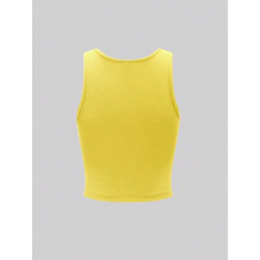 Yellow Vest Printed T-shirt Women's Top