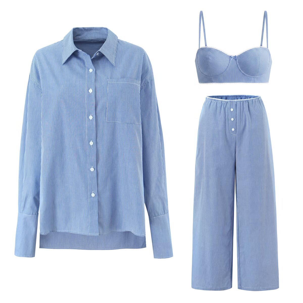 Solid Color Vest Shorts Pants Three Piece Set For Women