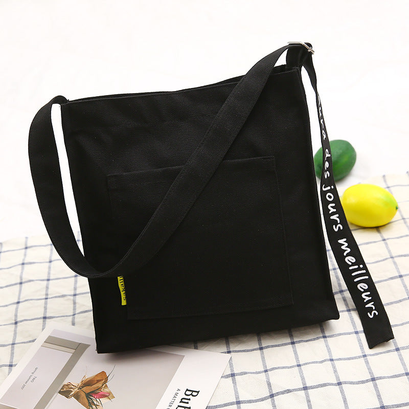 Solid Color Canvas Shoulder Bag