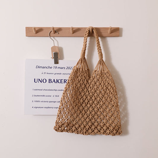 Women's Casual Hollow Cotton Thread Hand Woven Bag