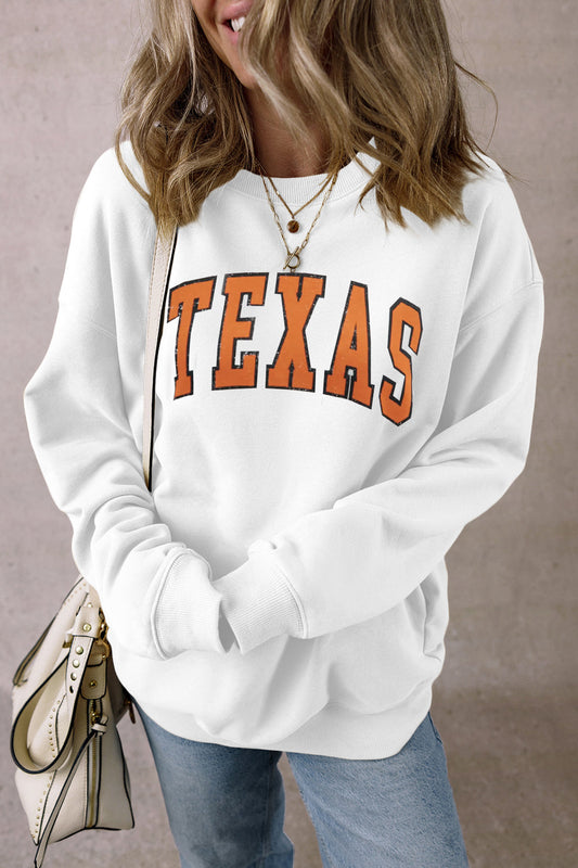 Fleece sweatshirt med bogstavprint, casual langærmet