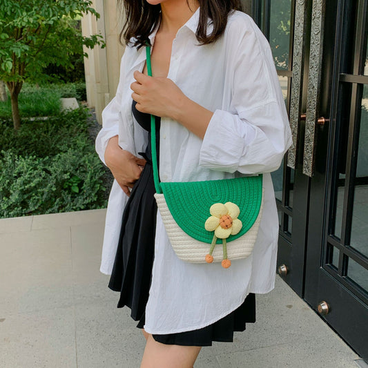 Cute Flowers Straw Bag Women's Summer New Fashion