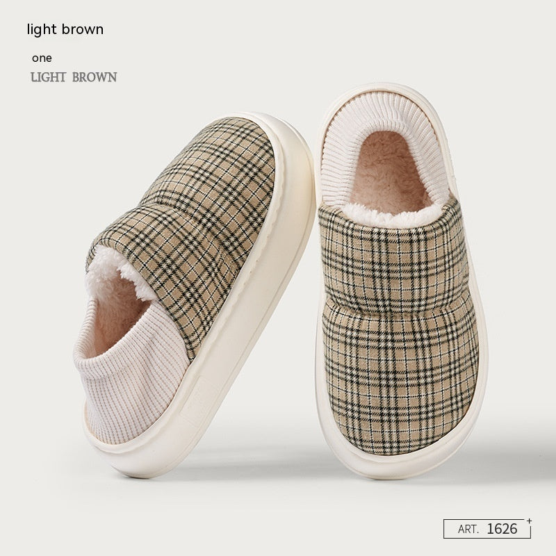 Ankle Wrap Cotton Slippers Home Indoor Warm Fleece-lined Platform Confinement Shoes