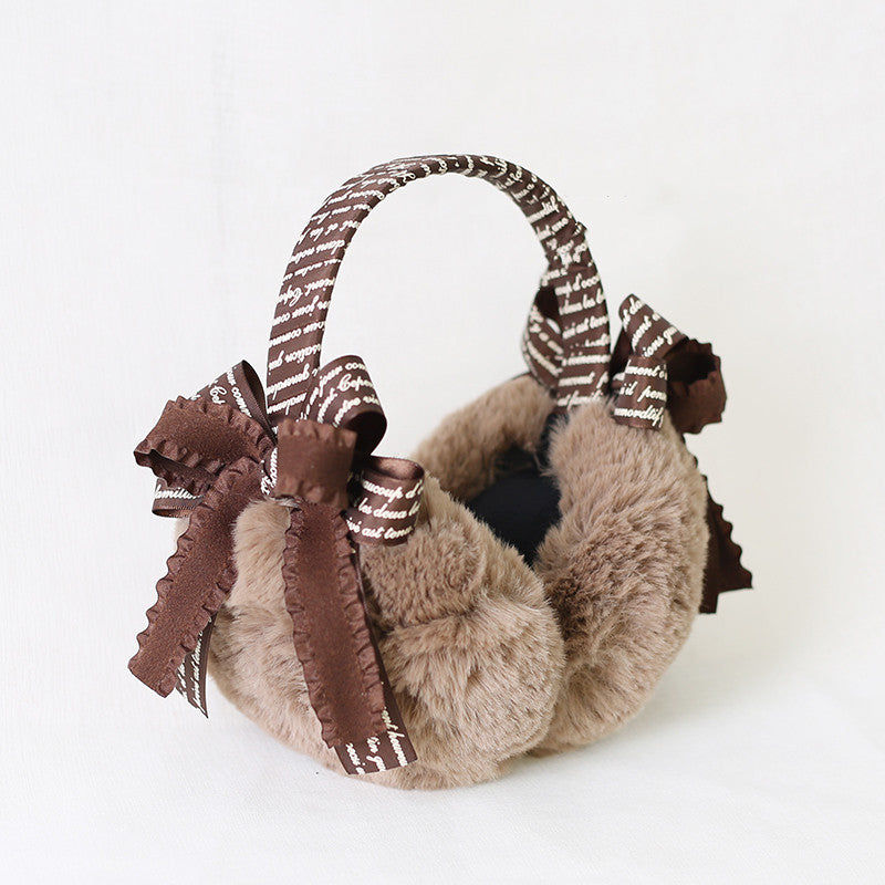 Japanese Lolita Earmuffs Warm Female Cute Bow Folding Ear Bag