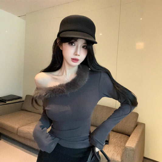 Sexy Off-shoulder Fluffy Top For Women With A Pure Yet Seductive Vibe