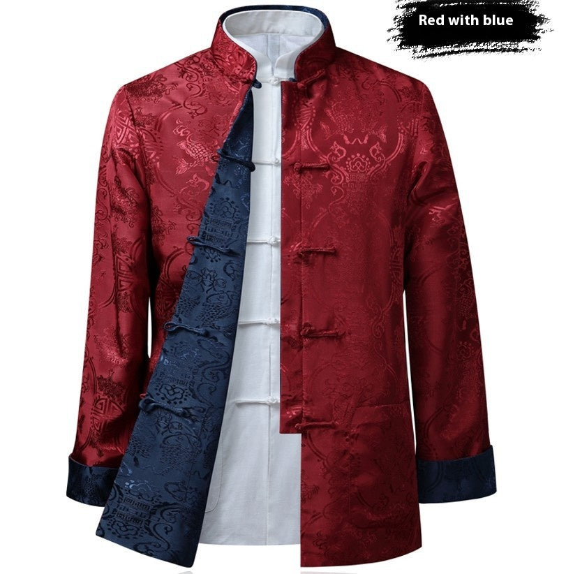 Men's Tang Suit Spring And Autumn Thin Coat Double-sided Wear