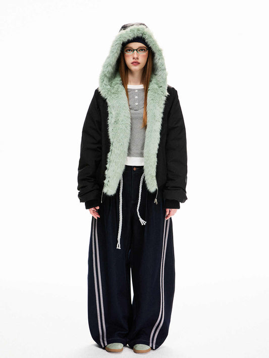 Women's Loose Fleece-lined Warm Parka Cotton Jacket Top