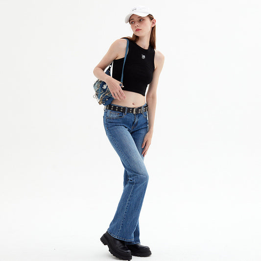 New Solid Color Slim Round Neck Sleeveless Vest For Women