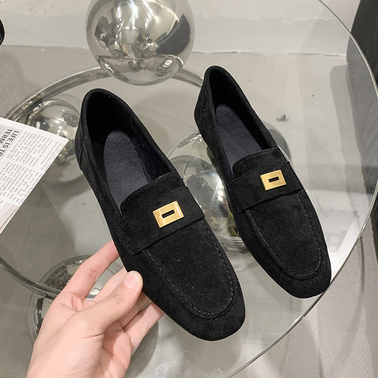Damesko Britiske Loafers Firkantet Tå Gommino