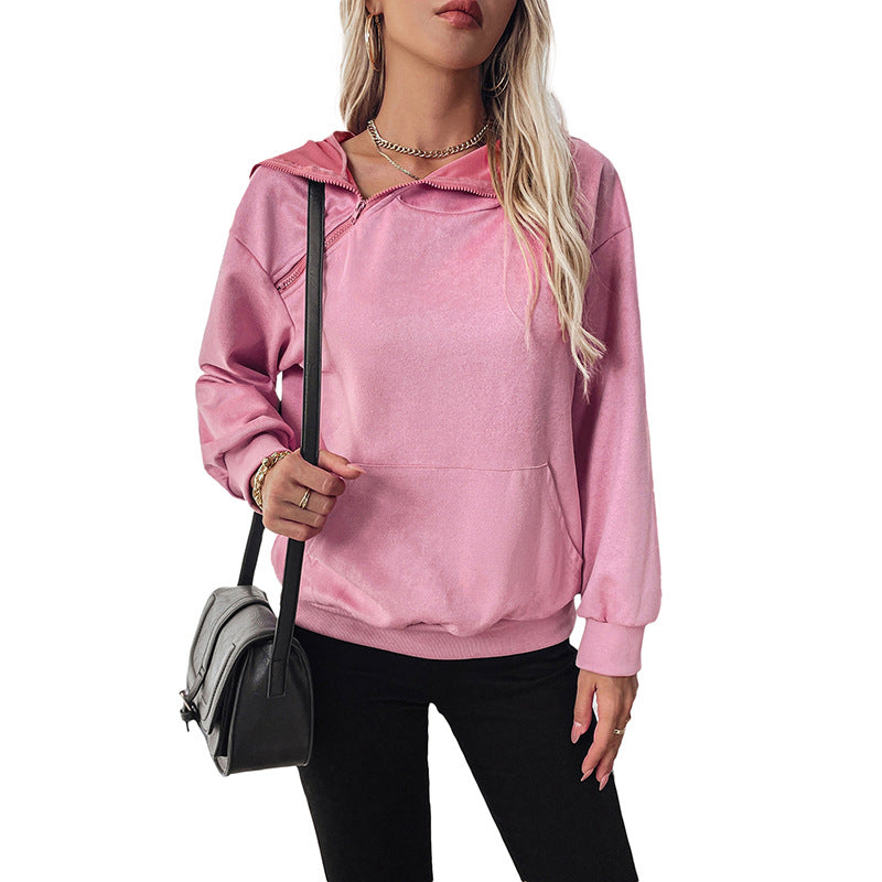 Valentinsdag Sweater Hættetrøje med Lynlåslomme til Kvinder