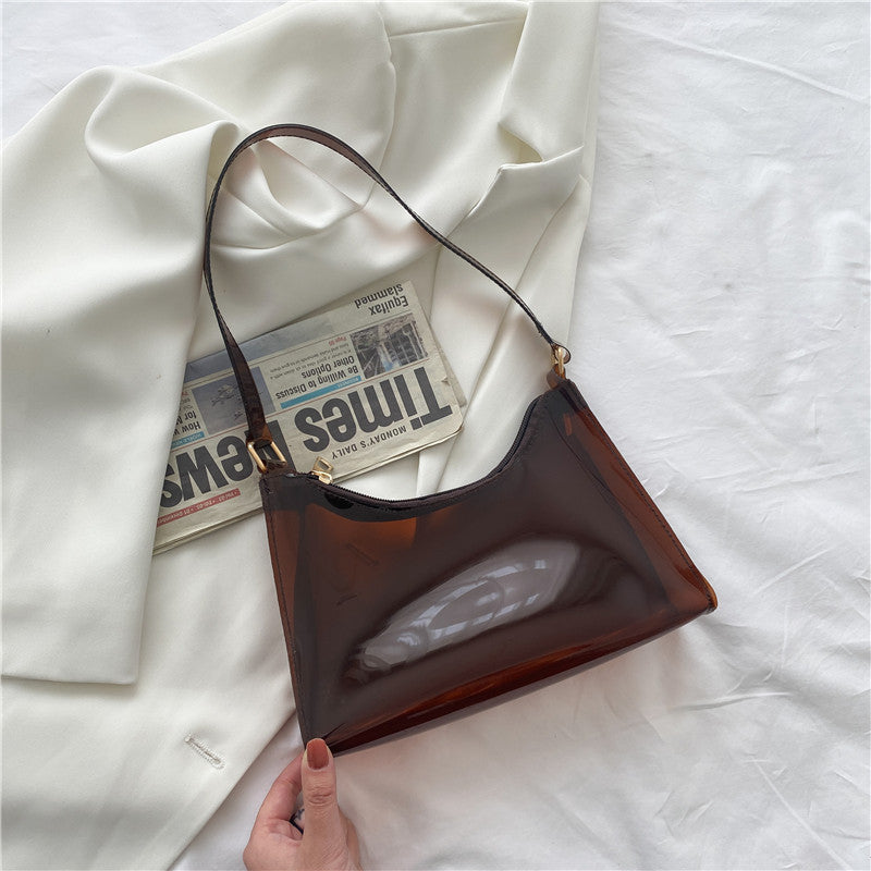 Mode Dame Taske Koreansk Version Lille Jelly Bag Ensfarvet Transparent Dame Skuldertaske