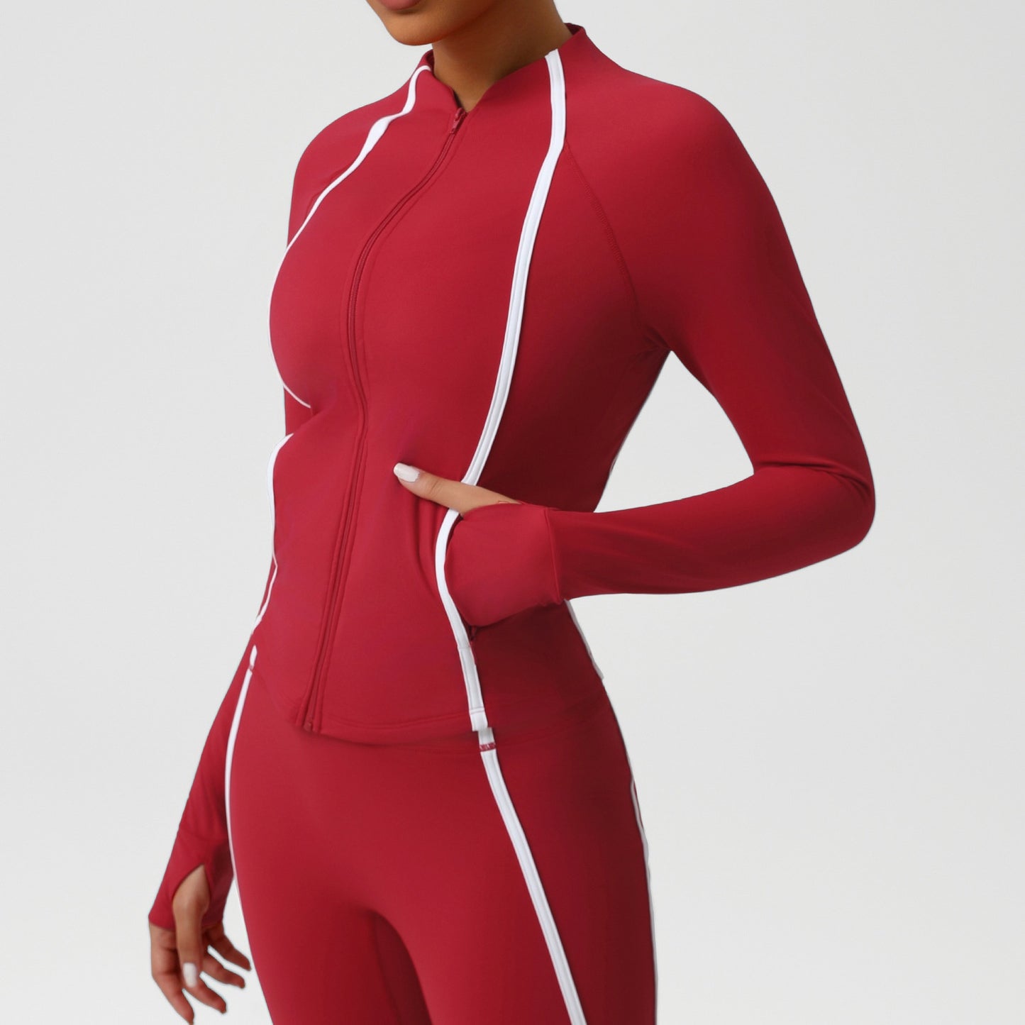 Cross-border Sports Yoga Outerwear Small Stand-up Collar Zip-up Cardigan Jacket With A Bare-feel High-stretch Designperfect
