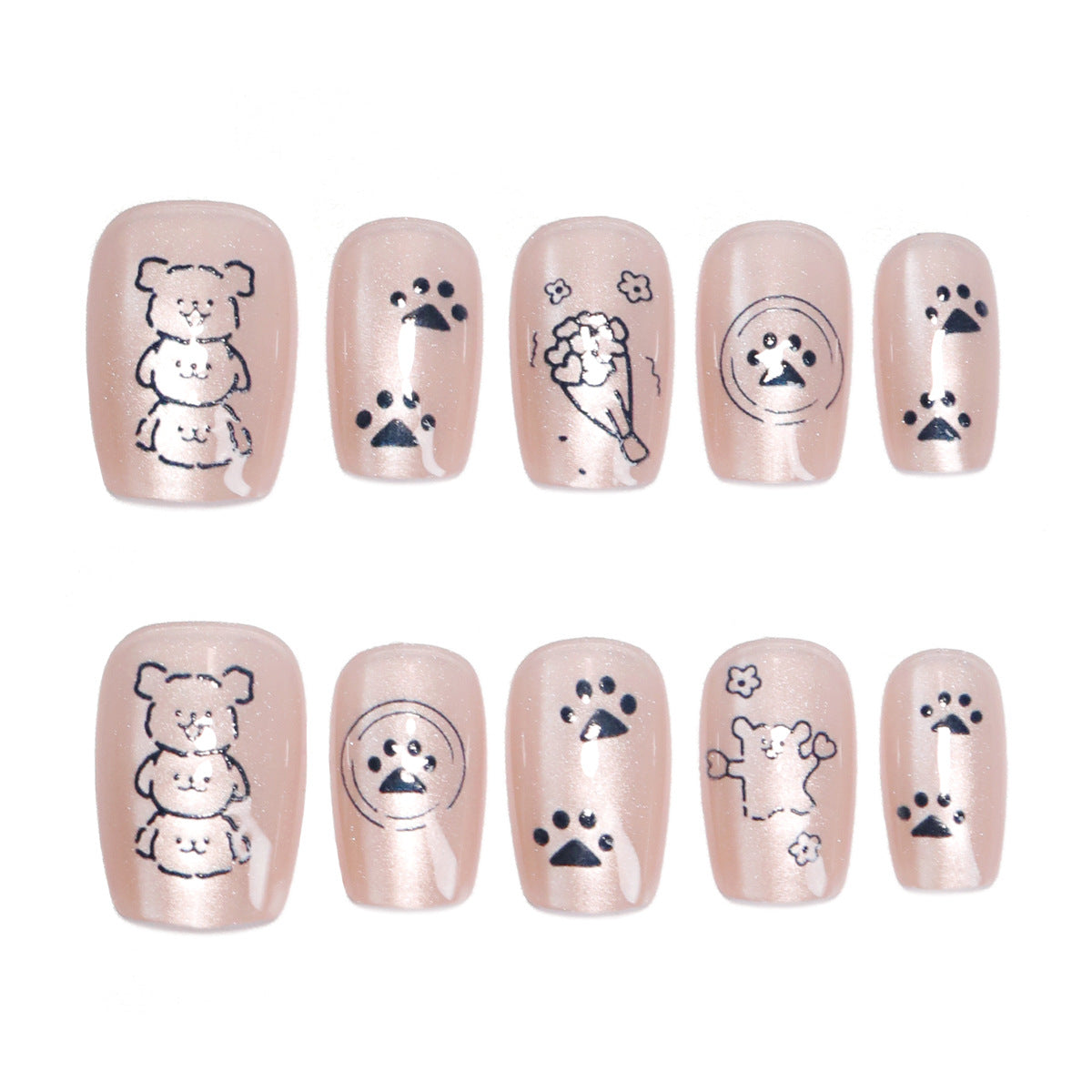 Sød tegneseriehvalp med manicure