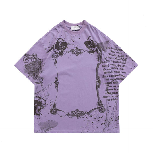 Letter Print Loose Casual Short-sleeved T-shirt For Men And Women