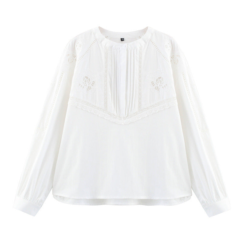 European And American Style Vertical Lace Embroidered Shirt
