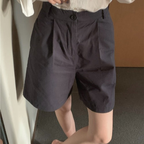 Cargo Shorts Wide Leg High Waist Straight Five-point Suit Pants