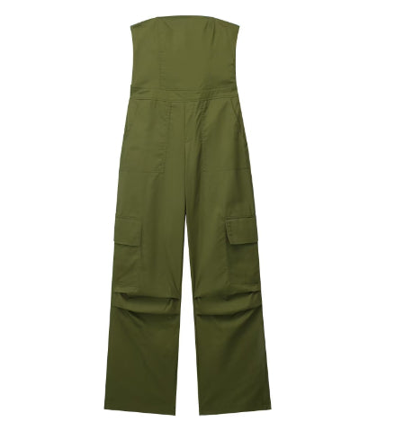 Off Shoulder Design Long Workwear Jumpsuit