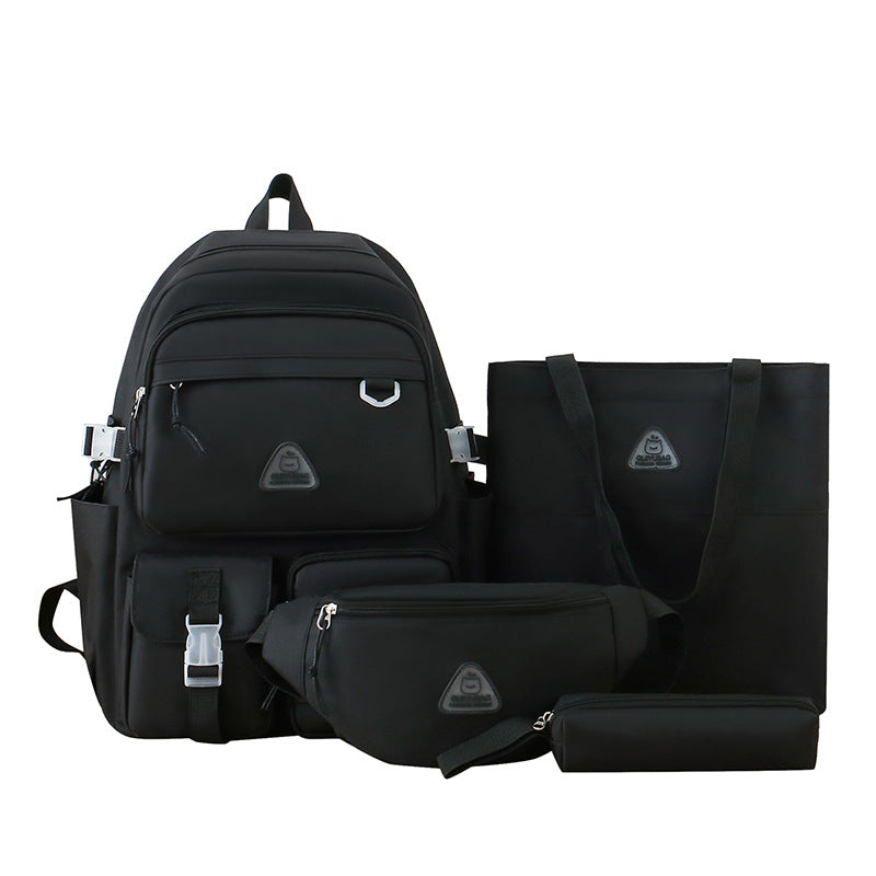New Large Capacity School Bag Four-piece Backpack For Middle School Students