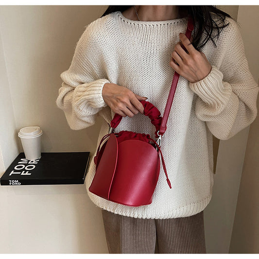 Womens PU Bucket Tote Crossbody Bag