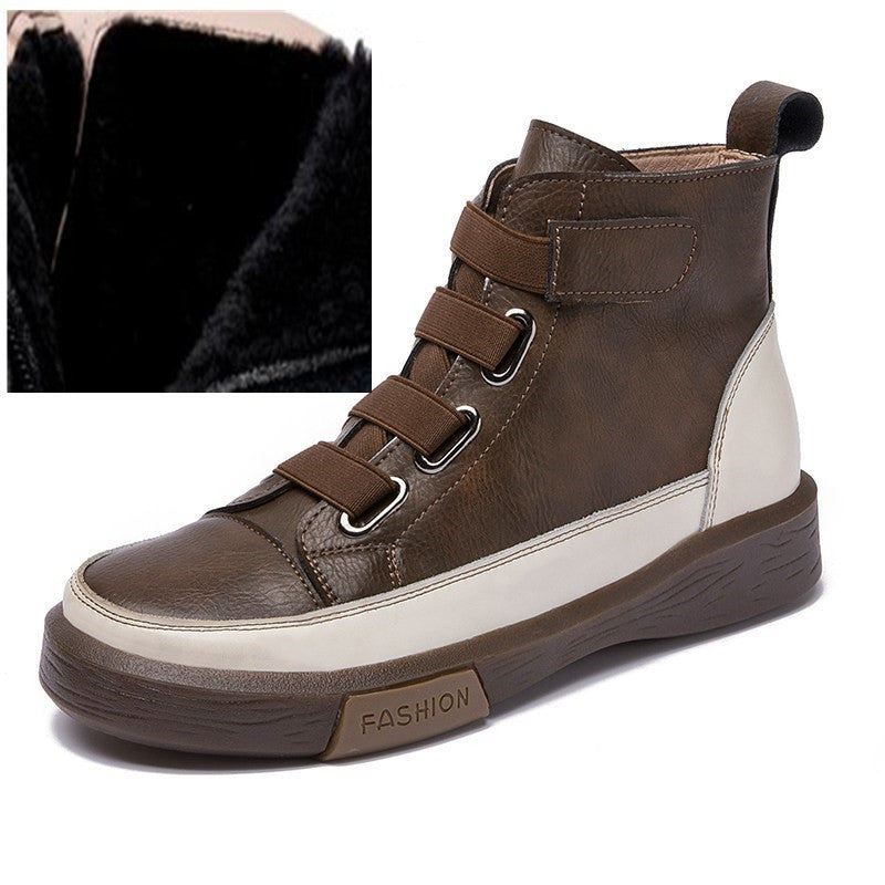 Martin Boots Women Autumn And Winter British Style Plus Velvet Single Boots