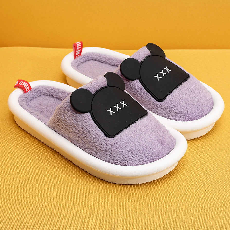 Cartoon couple warm Baotou cotton tow male autumn