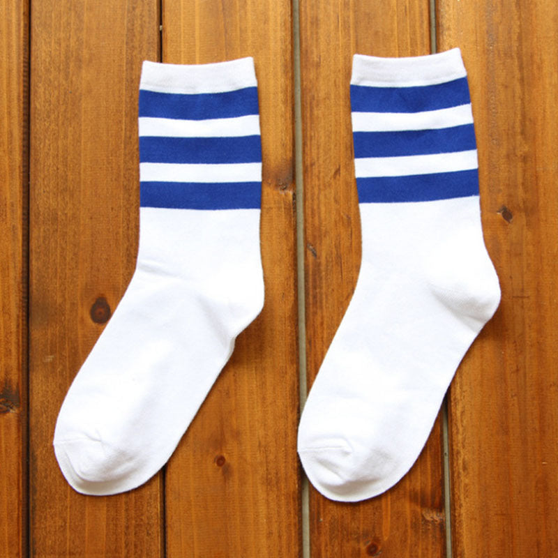 Cotton three bar striped socks