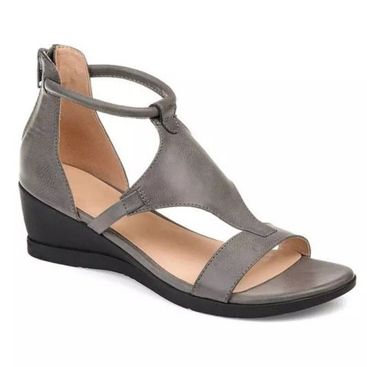 Women's Back Zipper Solid Color Women's Sandals