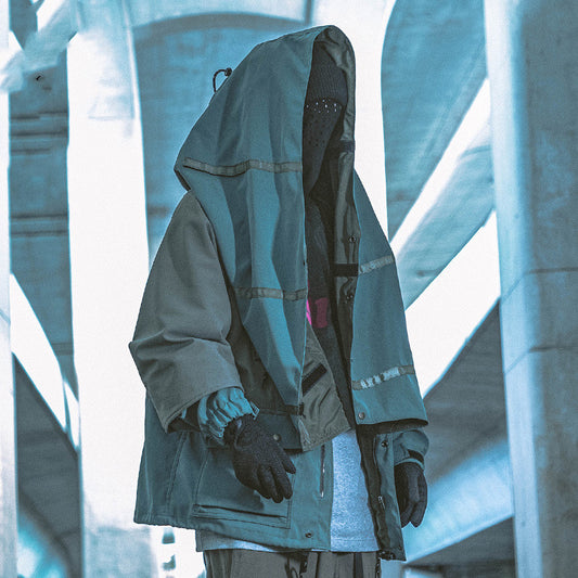 Color Block Vintage Hooded Jacket Function