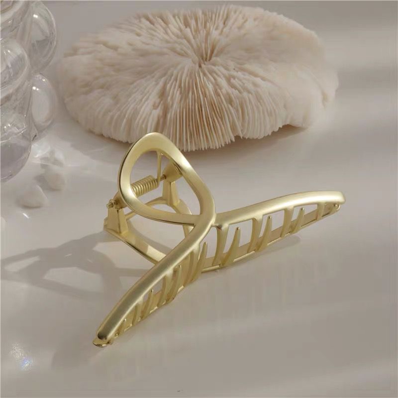 Matte Metal Large Cross Grip Simple Ponytail Hair Grip