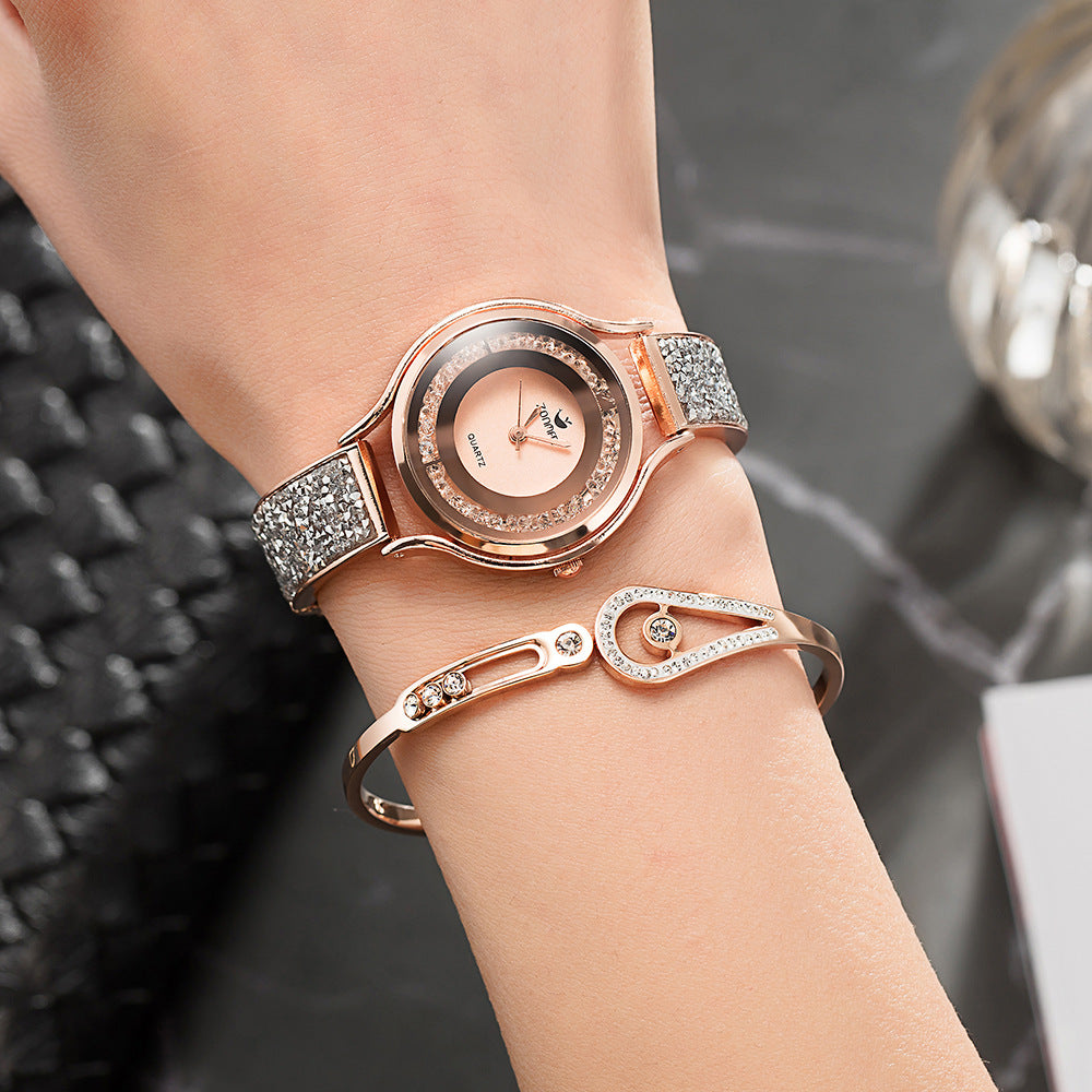 Electroplated watch zircon and diamond necklace