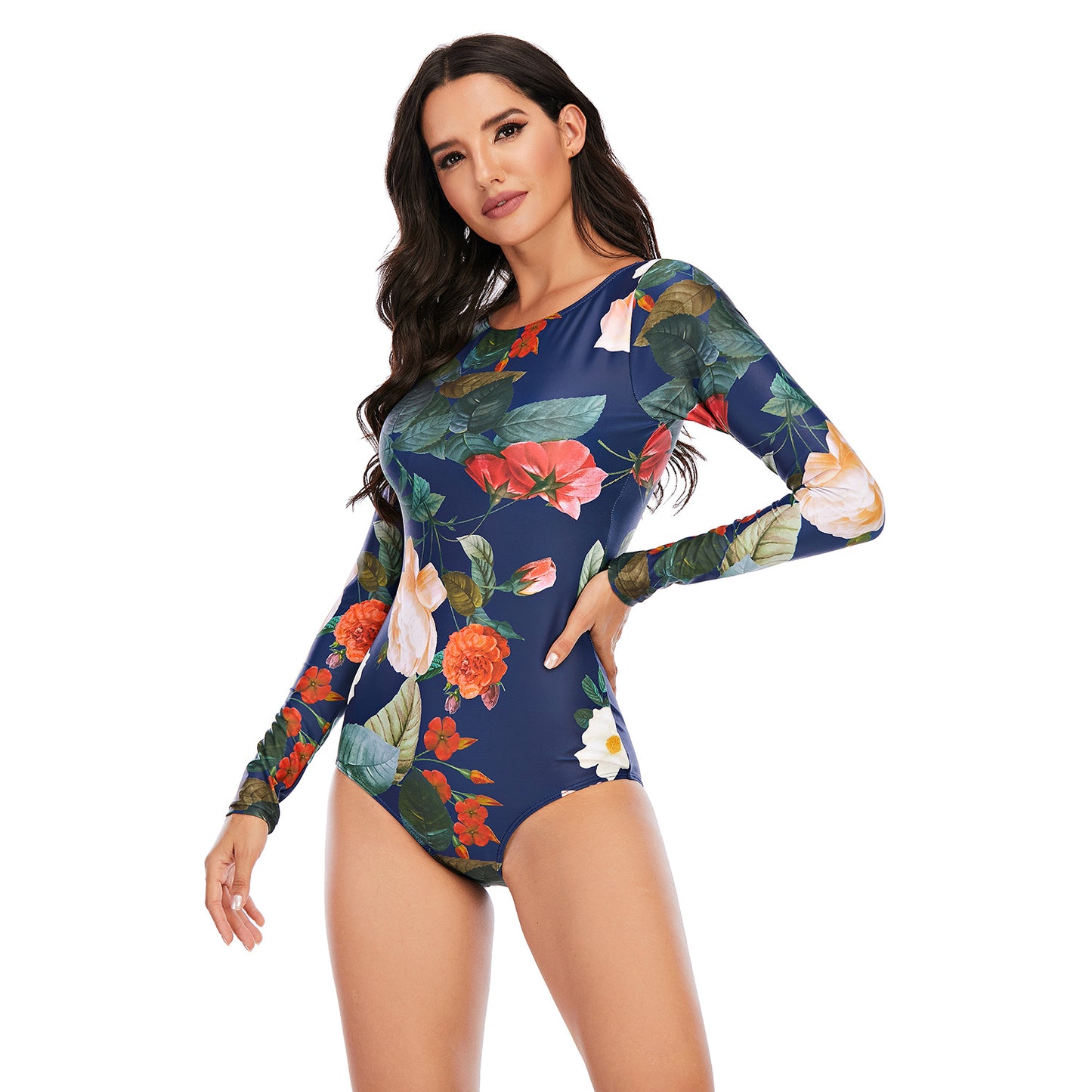 One-piece long-sleeved surfing suit sunscreen female swimsuit hot spring diving suit