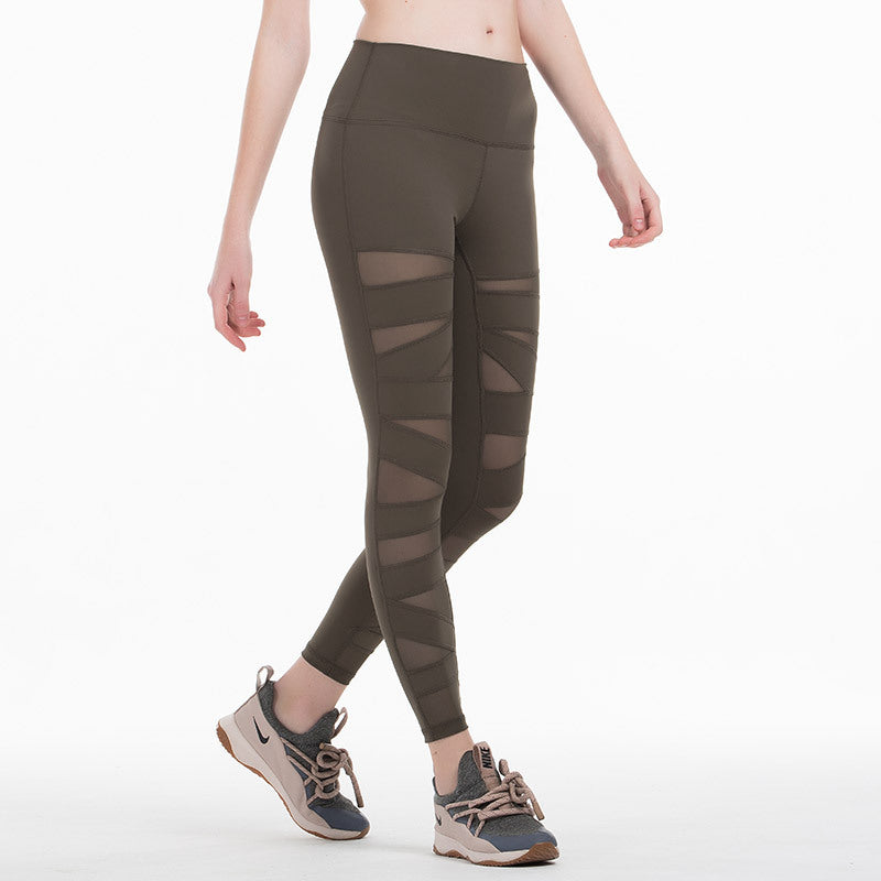 Net gauze stitching slim hip-lifting sweatpants