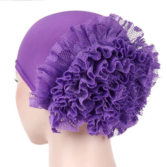 Large Flower Solid Color Lace Plate Flower Hat
