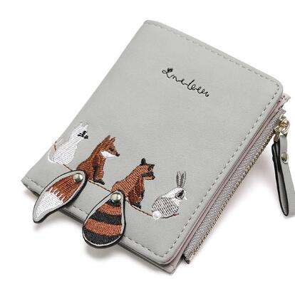 Women's Wallet Lovely Cartoon Animals Short Leather Female Small Coin Purse Hasp Zipper Kid Purse Card Holder For Girls