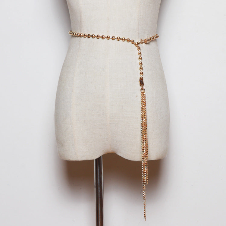 Dress Shirt Sweet Belt Women With Skirt Imitation Pearls