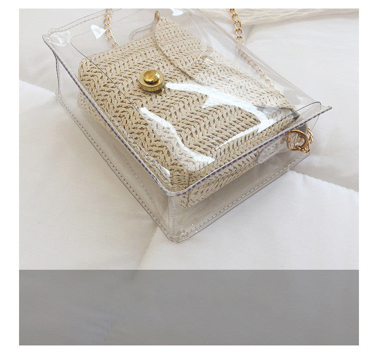 Summer Transparent Bag Fairy New Woven Picture Jelly Bag Wild Chic Chain List