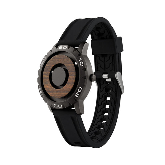 Men's wooden watch with magnetic ball