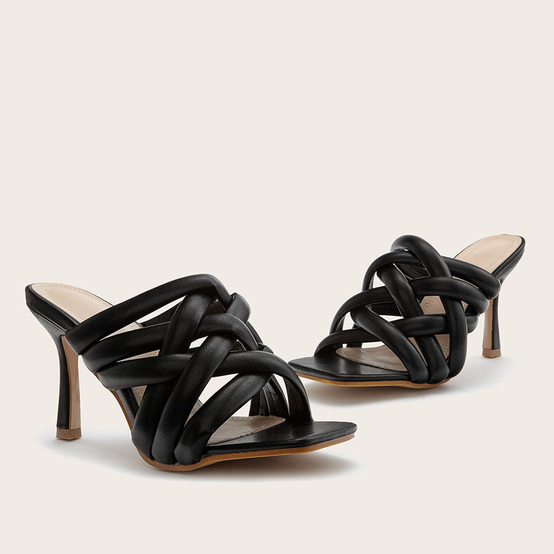 Square Head Toe High Heel Sandals Girl